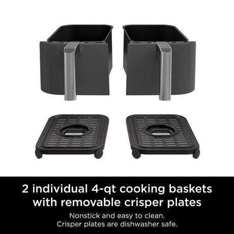 Ninja Foodi Dual Basket Black 8 qt Programmable Digital Air Fryer