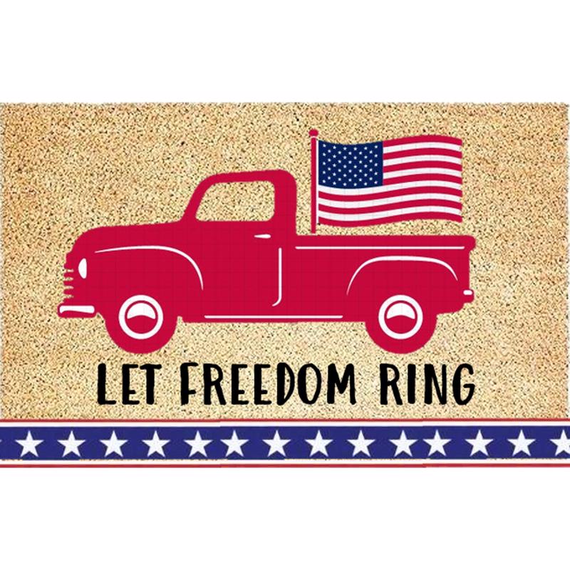 Rockport Premium Americana 18 in. W X 28 in. L Multi-Color Freedom Ring with Red Truck Coir Door Mat