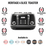 Haden Heritage Stainless Steel Black 4 slot Toaster 8 in. H X 13 in. W X 12 in. D