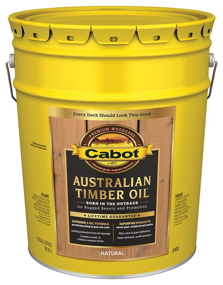 Cabot 140.0003400.008 Australian Timber Oil, Natural, Liquid, 5 gal Pail