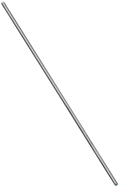 National Hardware N179-309 Threaded Rod, #10-24 Thread, 12 in L, A Grade, Steel, Zinc, UNC Thread