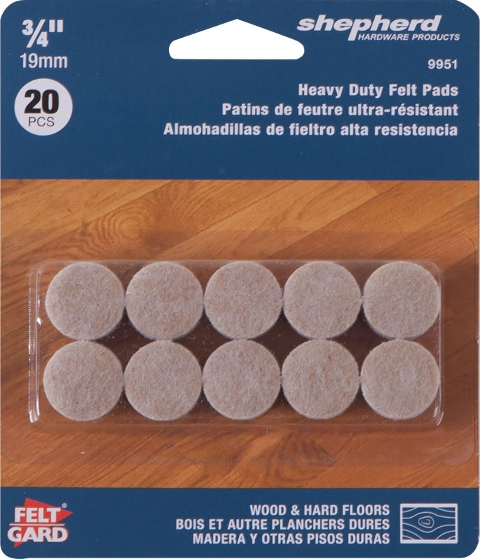 Shepherd Hardware 9951 Protective Pad, Felt Cloth, Beige, 3/4 in Dia, Round