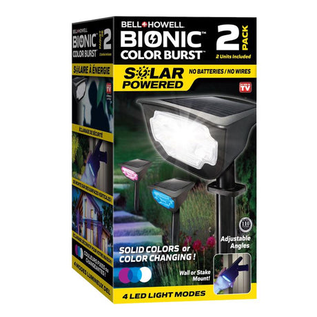 Bell & Howell Bionic Black Solar Powered 0.5 W LED Garden Light 2 pk