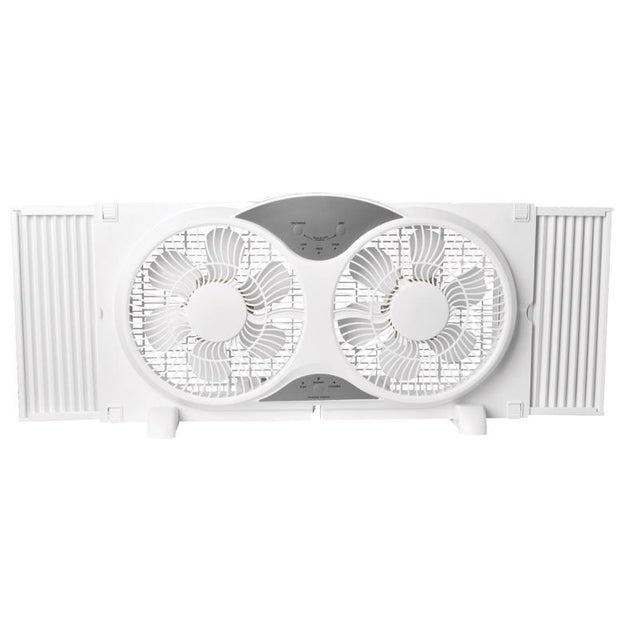 Perfect Aire 9 in. H 3 speed Electronically Reversible Twin Window Fan Remote Control