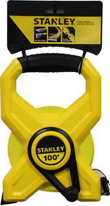 STANLEY 34-790 Measuring Tape, 100 ft L Blade, 1/2 in W Blade, Fiberglass Blade, ABS Case, Black/Yellow Case