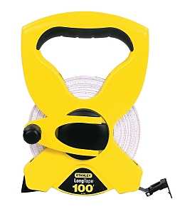 STANLEY 34-790 Measuring Tape, 100 ft L Blade, 1/2 in W Blade, Fiberglass Blade, ABS Case, Black/Yellow Case