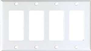 Eaton Cooper Wiring 2164W-BOX Wallplate, 4-1/2 in L, 8.19 in W, 4 -Gang, Thermoset, White, High-Gloss