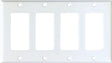 Eaton Cooper Wiring 2164W-BOX Wallplate, 4-1/2 in L, 8.19 in W, 4 -Gang, Thermoset, White, High-Gloss