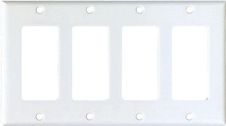 Eaton Cooper Wiring 2164W-BOX Wallplate, 4-1/2 in L, 8.19 in W, 4 -Gang, Thermoset, White, High-Gloss