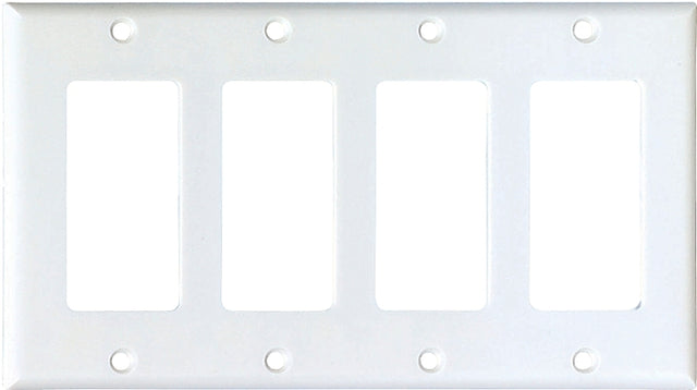 Eaton Cooper Wiring 2164W-BOX Wallplate, 4-1/2 in L, 8.19 in W, 4 -Gang, Thermoset, White, High-Gloss