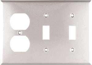 Eaton Wiring Devices 2158W-BOX Combination Wallplate, 4-1/2 in L, 6-3/8 in W, 3 -Gang, Thermoset, White