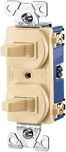 Eaton Wiring Devices 275V-BOX Combination Toggle Switch, 15 A, 120/277 V, Screw Terminal, Steel Housing Material