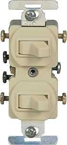 Eaton Wiring Devices 276V-BOX Series Combination Toggle Switch, Ivory, 15 A, 120/277 V, Screw Terminal, -40 to 65 deg C