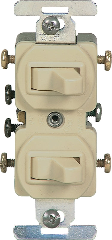 Eaton Wiring Devices 276V-BOX Series Combination Toggle Switch, Ivory, 15 A, 120/277 V, Screw Terminal, -40 to 65 deg C