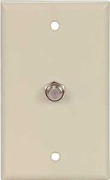 Eaton Cooper Wiring 1172V Wallplate with Coaxial Adapter, 4-1/2 in L, 2-3/4 in W, 1 -Gang, Thermoplastic, Ivory