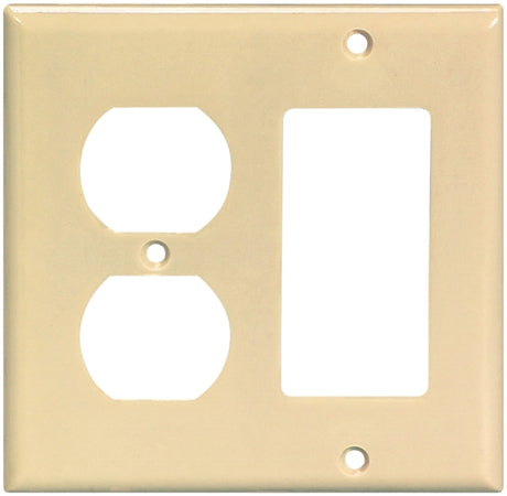 Eaton Wiring Devices 2157V-BOX Combination Wallplate, 4-1/2 in L, 4-9/16 in W, Standard, 2-Gang, Ivory, Pack of 10