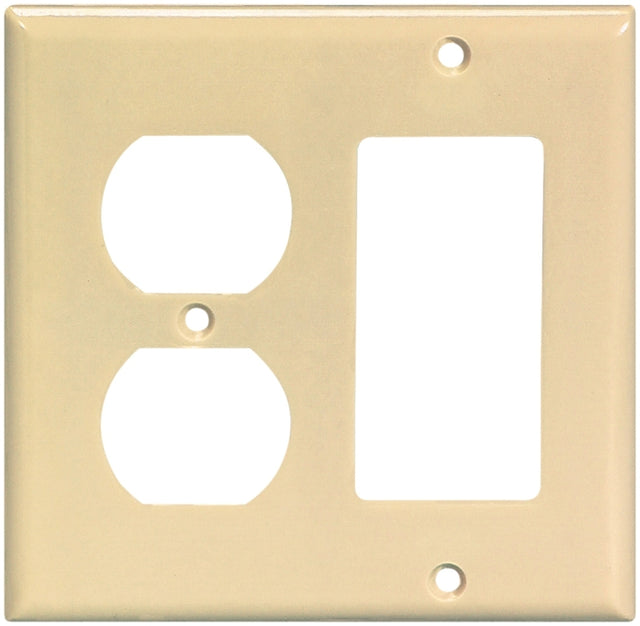 Eaton Wiring Devices 2157V-BOX Combination Wallplate, 4-1/2 in L, 4-9/16 in W, Standard, 2-Gang, Ivory, Pack of 10