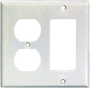 Eaton Wiring Devices 2157W-BOX Combination Wallplate, 4-1/2 in L, 4-9/16 in W, 2 -Gang, Thermoset, White