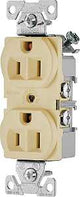 Eaton BR15V-SP Duplex Receptacle, 2-Pole, 15 A, 125 V, Back, Side Wiring, NEMA: 5-15R, Ivory