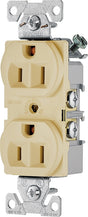 Eaton BR15V-SP Duplex Receptacle, 2-Pole, 15 A, 125 V, Back, Side Wiring, NEMA: 5-15R, Ivory