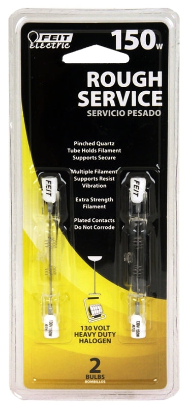 Feit Electric BPQ150T3 Short Halogen Bulb, 150 W, R7 Lamp Base, J T3 Lamp, 3000 K Color Temp, 2000 hr Average Life