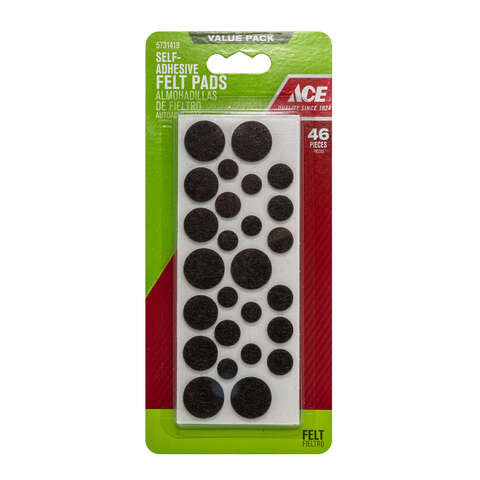 Ace Felt Self Adhesive Protective Pad Brown Round Various in. W 46 pk