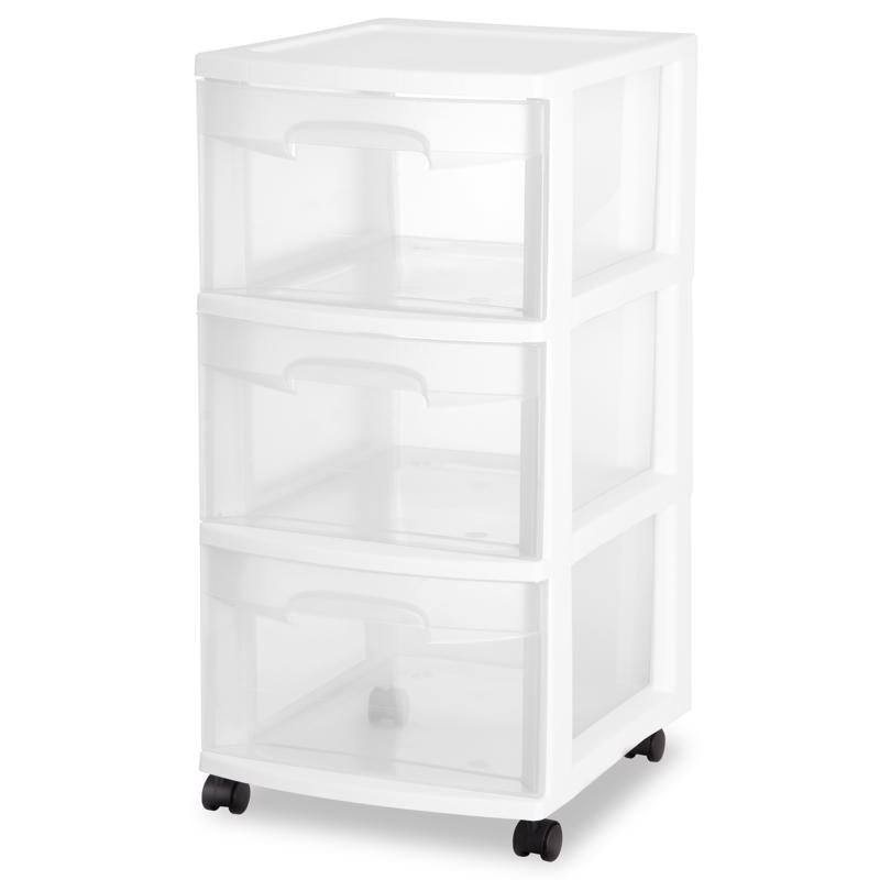 Sterilite 5.4 cu ft Clear/White Drawer Organizer 25-5/8 in. H X 12-5/8 in. W X 14-1/2 in. D Stackabl, Pack of 2