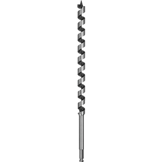 DEWALT DW1690 Auger Drill Bit, 1-1/4 in Dia, 17 in OAL, Hollow Center Flute, 7/16 in Dia Shank, Ball Groove Shank