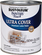 Rust-Oleum 1993502 Enamel Paint, Water Base, Semi-Gloss Sheen, White, 1 qt, Can, 120 sq-ft Coverage Area