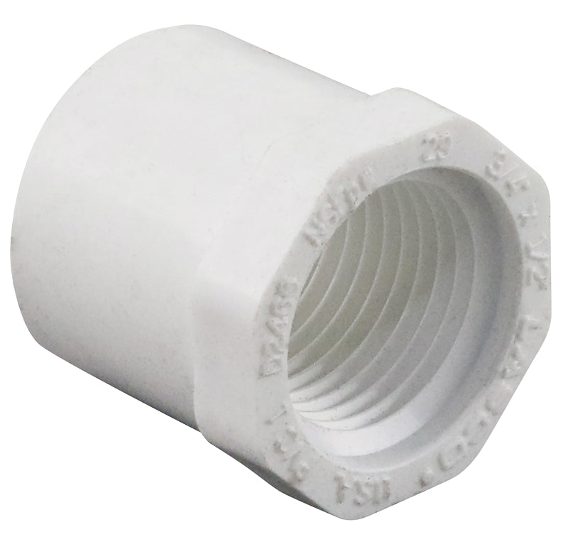 IPEX 435722 Reducing Bushing, 3/4 x 1/2 in, Socket x FPT, PVC, SCH 40 Schedule