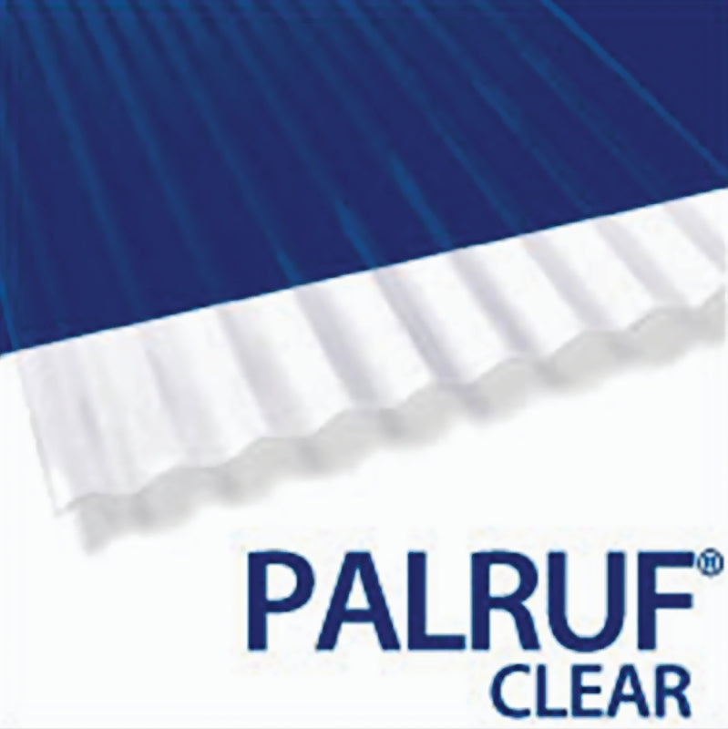 Palruf 100427 Corrugated Roofing Panel, 12 ft L, 26 in W, PVC, Clear, Pack of 10