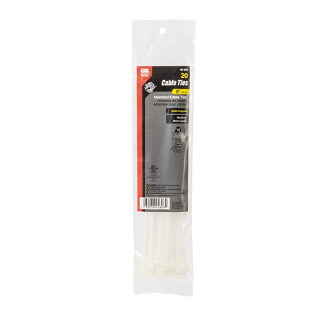 Gardner Bender 45-308 Cable Tie, Double-Lock Locking, 6/6 Nylon, Natural