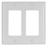 Eaton 2152W-BOX Wallplate, 4-1/2 in L, 4.56 in W, 2-Gang, Thermoset, White, High-Gloss