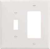 Eaton Wiring Devices 2153W-BOX Combination Wallplate, 4-1/2 in L, 4-9/16 in W, 2 -Gang, Thermoset, White