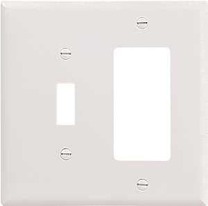 Eaton Wiring Devices 2153W-BOX Combination Wallplate, 4-1/2 in L, 4-9/16 in W, 2 -Gang, Thermoset, White