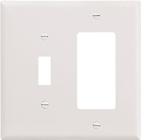 Eaton Wiring Devices 2153W-BOX Combination Wallplate, 4-1/2 in L, 4-9/16 in W, 2 -Gang, Thermoset, White