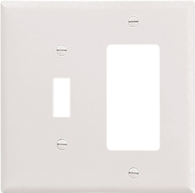 Eaton Wiring Devices 2153W-BOX Combination Wallplate, 4-1/2 in L, 4-9/16 in W, 2 -Gang, Thermoset, White