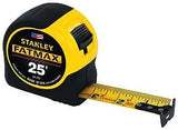 STANLEY 33-725 Classic Tape, 25 ft L Blade, 1-1/4 in W Blade, Black/Yellow Case