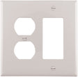 Eaton Wiring Devices PJ826W Combination Wallplate, 4-7/8 in L, 4-15/16 in W, Mid, 2-Gang, Polycarbonate, White, Pack of 20