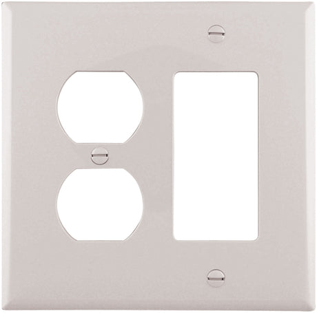 Eaton Wiring Devices PJ826W Combination Wallplate, 4-7/8 in L, 4-15/16 in W, Mid, 2-Gang, Polycarbonate, White, Pack of 20