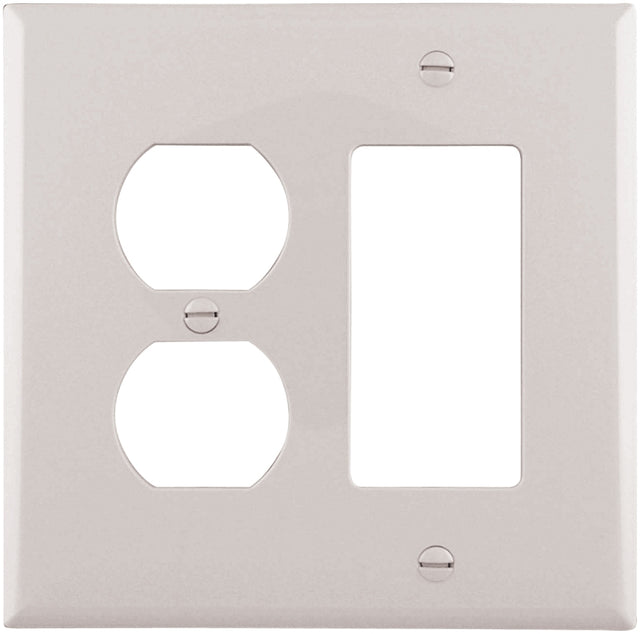 Eaton Wiring Devices PJ826W Combination Wallplate, 4-7/8 in L, 4-15/16 in W, Mid, 2-Gang, Polycarbonate, White, Pack of 20