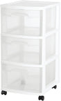 Sterilite 28308002 Series Drawer Cart, Clear/White, 3-Drawer, Plastic, 12-5/8 in OAW, 14-1/2 in OAH, 24 in OAD, Pack of 2