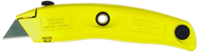 STANLEY 10-989 Utility Knife, 2-7/16 in L Blade, 3 in W Blade, HCS Blade, Contour-Grip Handle, Yellow Handle