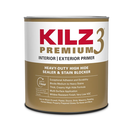 Kilz 13002 Premium Primer, White, 1 qt Can