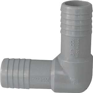 Boshart UPPE-07 Pipe Elbow, 3/4 in, Insert, 90 deg Angle, Polypropylene, Gray