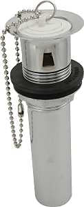 Plumb Pak PP3105PC Lavatory Plug, 1-1/4 in Dia x 5 in L Dimensions, Pop-Out, Brass, Chrome