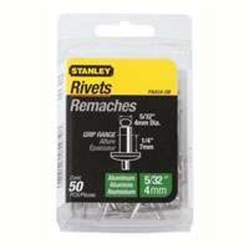 STANLEY PAA54-5B Pop Rivet, Reusable, 1-3/4 in L, Aluminum, 50/PK