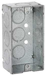 Raco 8650 Series Welded Handy Box, 11-1/2 cu-in, 1-Gang, 11-Knockout, 1/2 in Knockout, Steel, Gray
