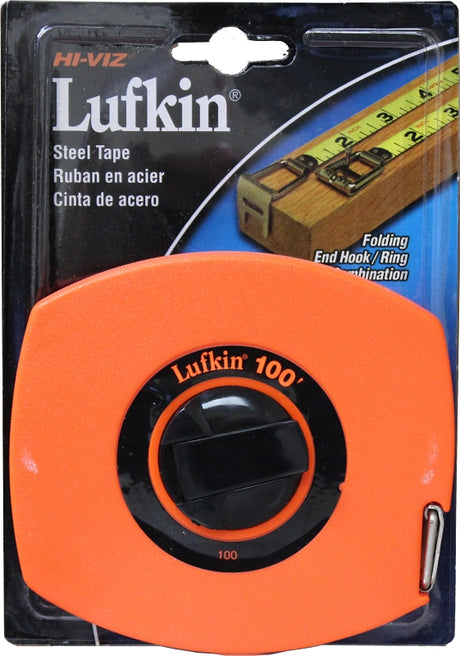 Crescent Lufkin COLORmaxx Series ST100 Tape Measure, 100 ft L Blade, 3/8 in W Blade, Steel Blade, Plastic Case