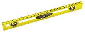 STANLEY 42-468 I-Beam Level, 24 in L, 3-Vial, 2-Hang Hole, Non-Magnetic, ABS, Yellow